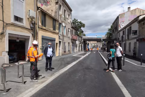 Philippe Saurel a visté le chantier des aménagements vélo de la rue du Faubourg Figuerolles