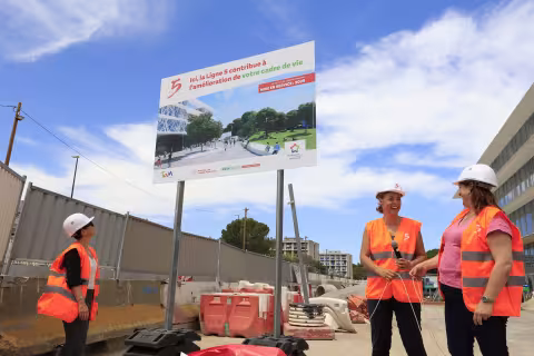 Ligne 5 de tramway : Visite de chantier du bassin d'orage et préfiguration de la place de la Voie Domitienne