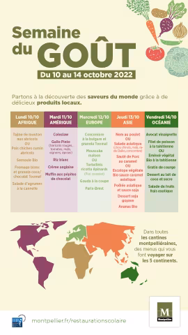 Semaine du goût du 10 au 14 octobre : Un voyage à travers les saveurs du monde pour les écoles de Montpellier
