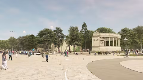 Projet Comédie Esplanade : du 23 novembre au 20 décembre, la Métropole réalise des travaux préparatoires à l’installation de la base vie du chantier à proximité du Monument aux Morts