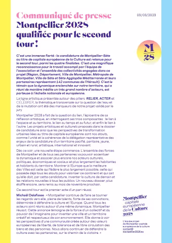 Montpellier 2O28 qualifiée pour le second tour !