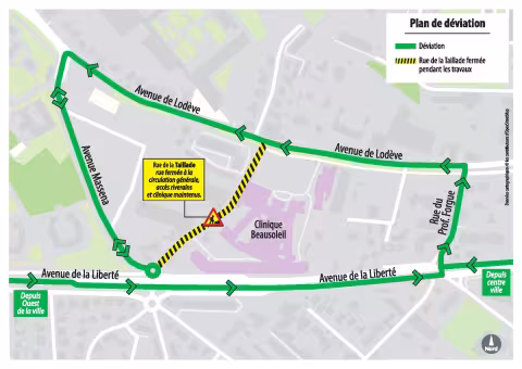 LA MÉTROPOLE DE MONTPELLIER RÉAMENAGE LA  RUE DE LA TAILLADE DU 3 JUILLET 2023 AU 2 JANVIER 2024