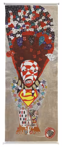 Exposition Boson Man, Particule élémentaire de l’artiste Ernest Dükü à l’Espace Dominique Bagouet du 10 octobre 2023 au 7 janvier 2024.