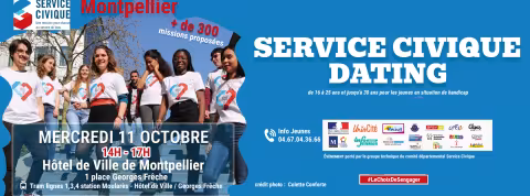 SERVICE CIVIQUE DATING, MERCREDI 11 OCTOBRE 2023 - SALLE DES RENCONTRES DE L'HÔTEL DE VILLE DE MONTPELLIER