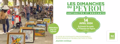 Le 14 avril prochain, les Dimanches du Peyrou organisent une édition spéciale "grande brocante, le printemps du Peyrou", de 7h30 à 17h30
