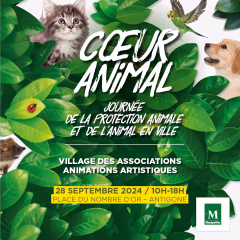 COEUR ANIMAL : JOURNÉE DE LA PROTECTION ANIMALE ET DE L'ANIMAL EN VILLE - SAMEDI 28 SEPTEMBRE 2024