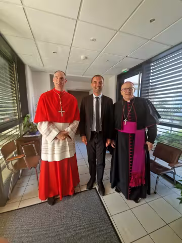 Rencontre entre Michaël DELAFOSSE, Maire de Montpellier, et Son Éminence le Cardinal François BUSTILLO, sous les auspices de Monseigneur Norbert TURINI, Archevêque de Montpellier