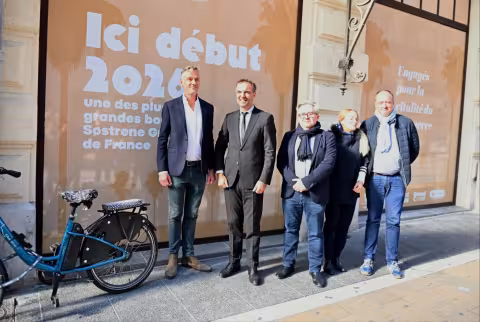 Remise des clés à la nouvelle enseigne danoise "Sostrene Grene" qui s'installe dans l'immeuble Le Capoulié rue Maguelone